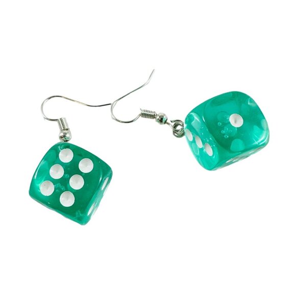 Let's get lucky! Super cute lucky dice earrings in clear Aqua Blue. - Picture 6 of 6
